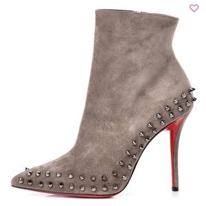 Christian Louboutin Willetta Suede Taupe Boot Bootie Size 37.5.